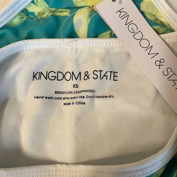 Swimsuit High Waist Bikini Bottom in Lemon Print in Green and Yellow Size XS - Picture 5 of 5